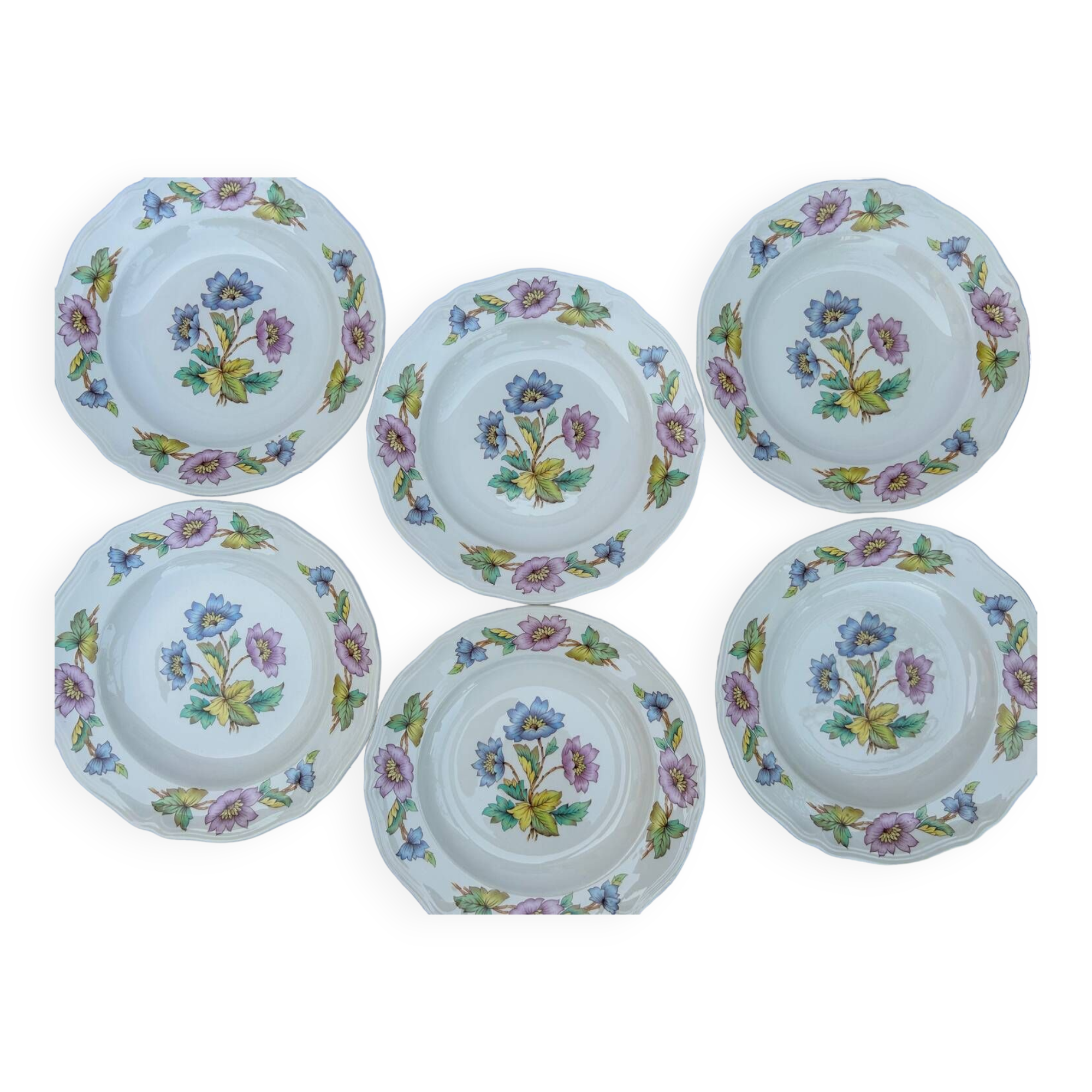 Set of 6 deep plates Moulins des Loups et Orchies