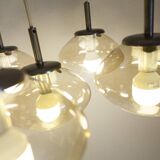 Lustre cascade à 6 gouttes d'eau en verre fumé léger 1960