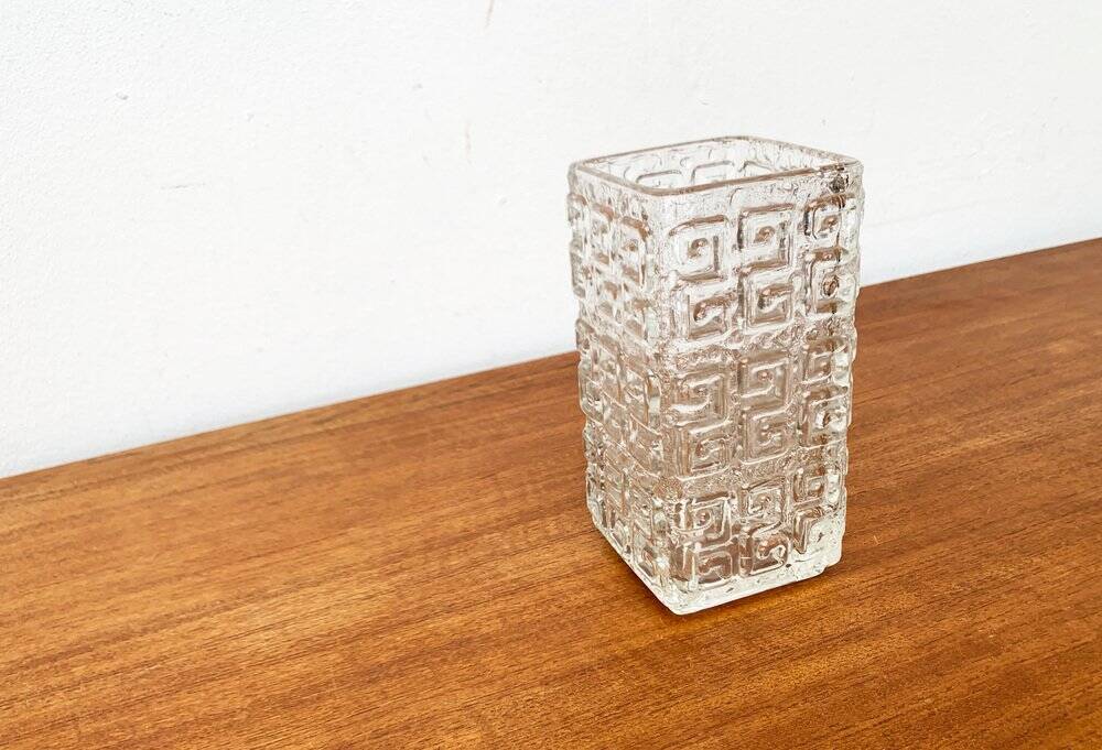 Large Finnish glass block vase from the mid-century by Tamara Aladin for Riihimäki, 1960s.