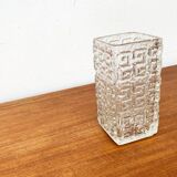 Large Finnish glass block vase from the mid-century by Tamara Aladin for Riihimäki, 1960s.