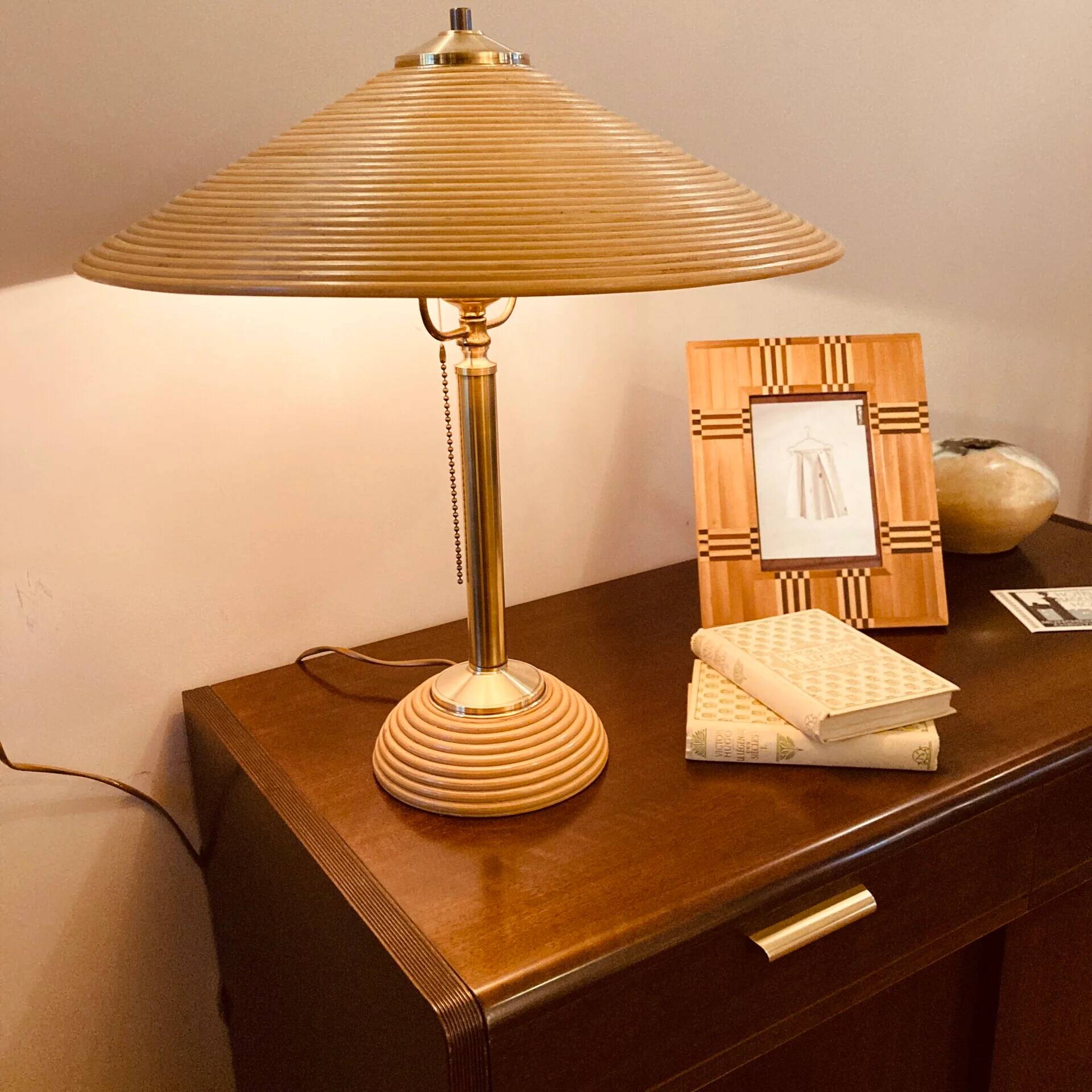 Pencil reed table lamp 1970s