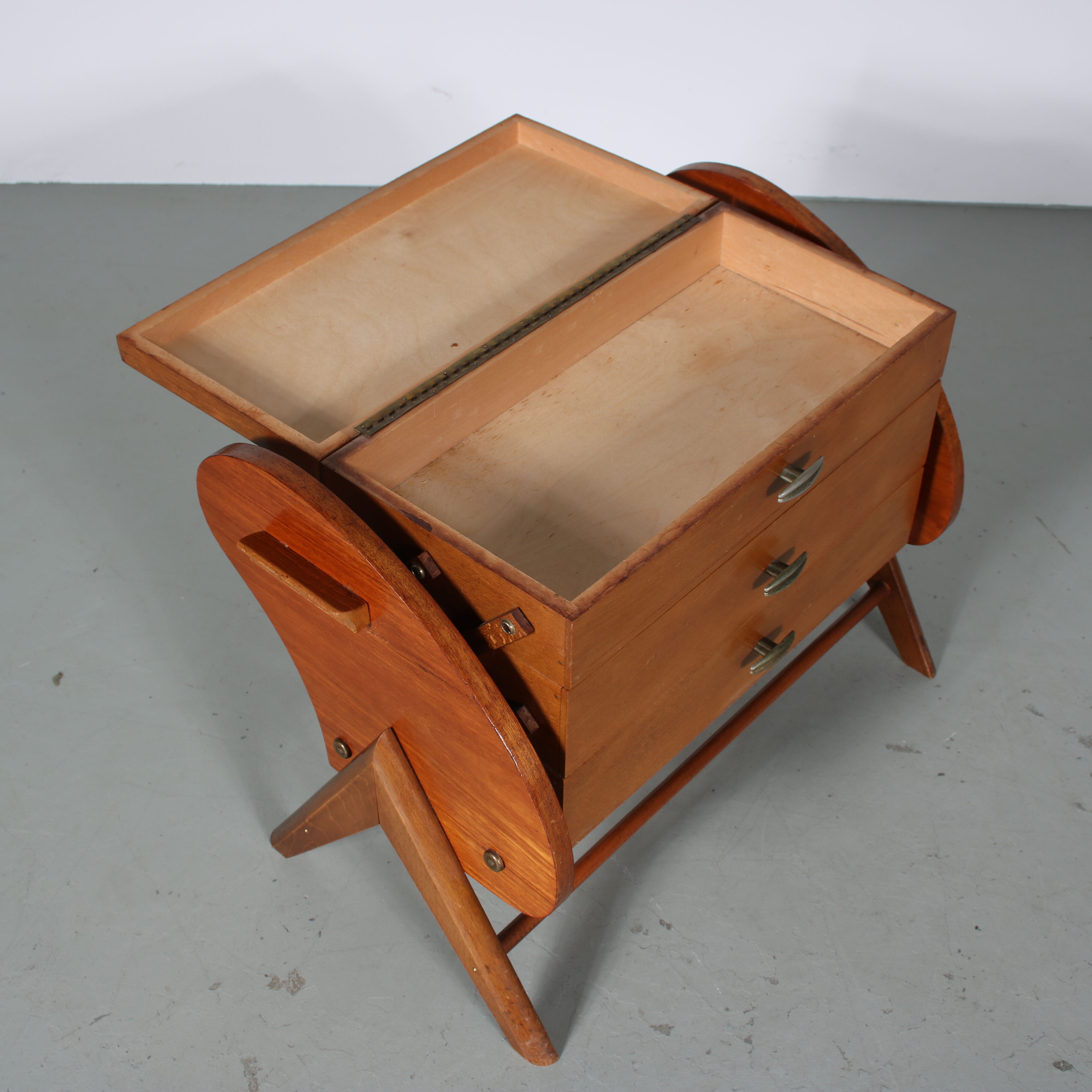 1950s V-Shaped sewing box from The Netherlands