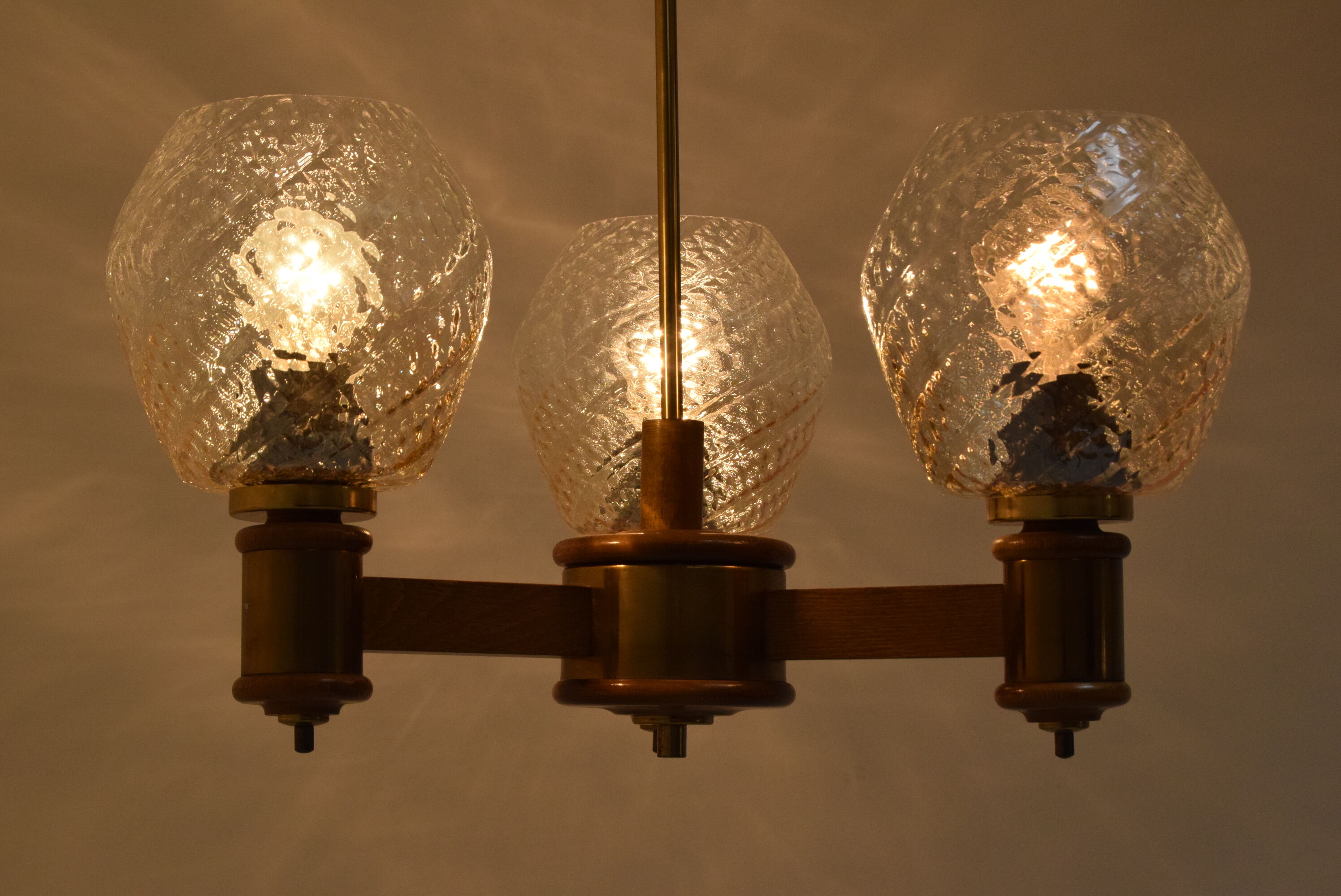 Mid-century Wood Chandelier,1970's.