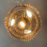 Lustre cascade en bronze et pampilles de cristal