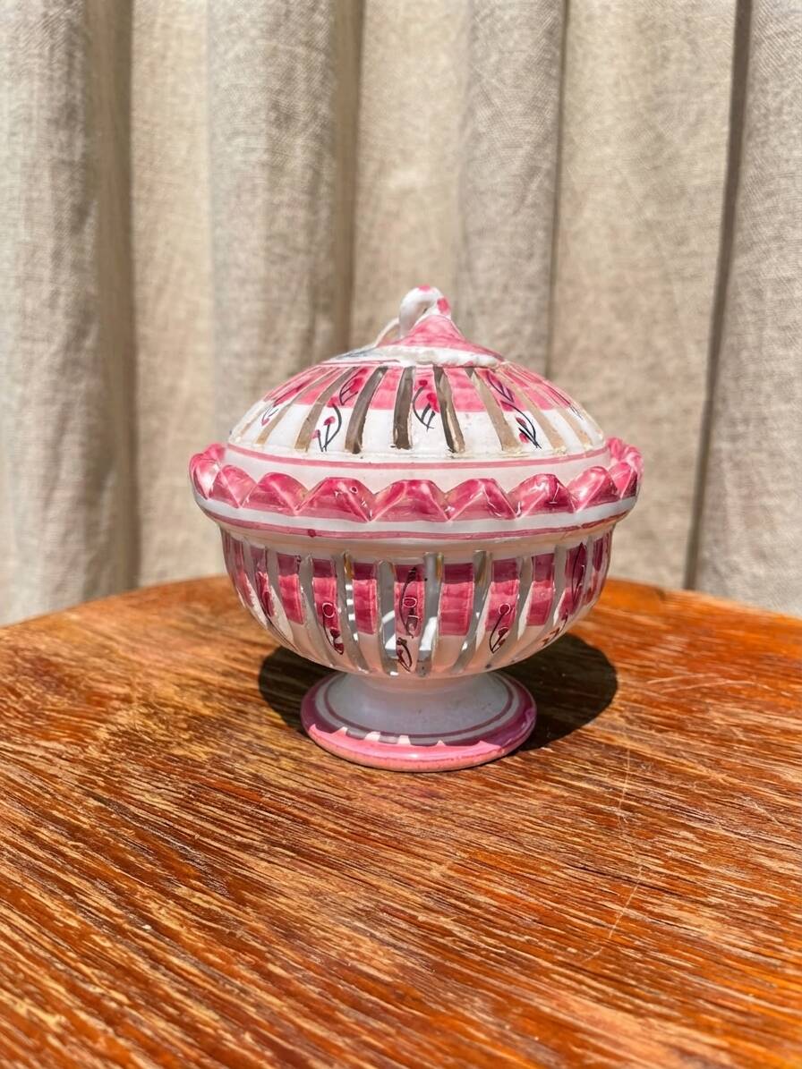 Vintage pierced porcelain bonbonnière