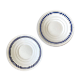 Pair of white and blue saucers