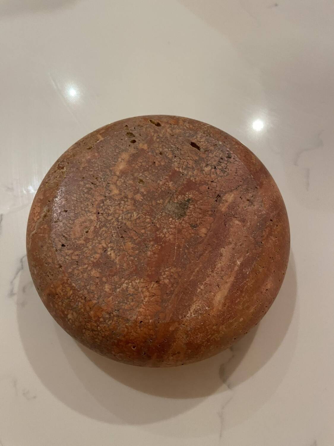 Vintage red travertine ashtray attributed to Sergio Asti for Up&up, Italy, 1970s