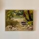 Oil painting on canvas "Forest, river and boat" no. 17