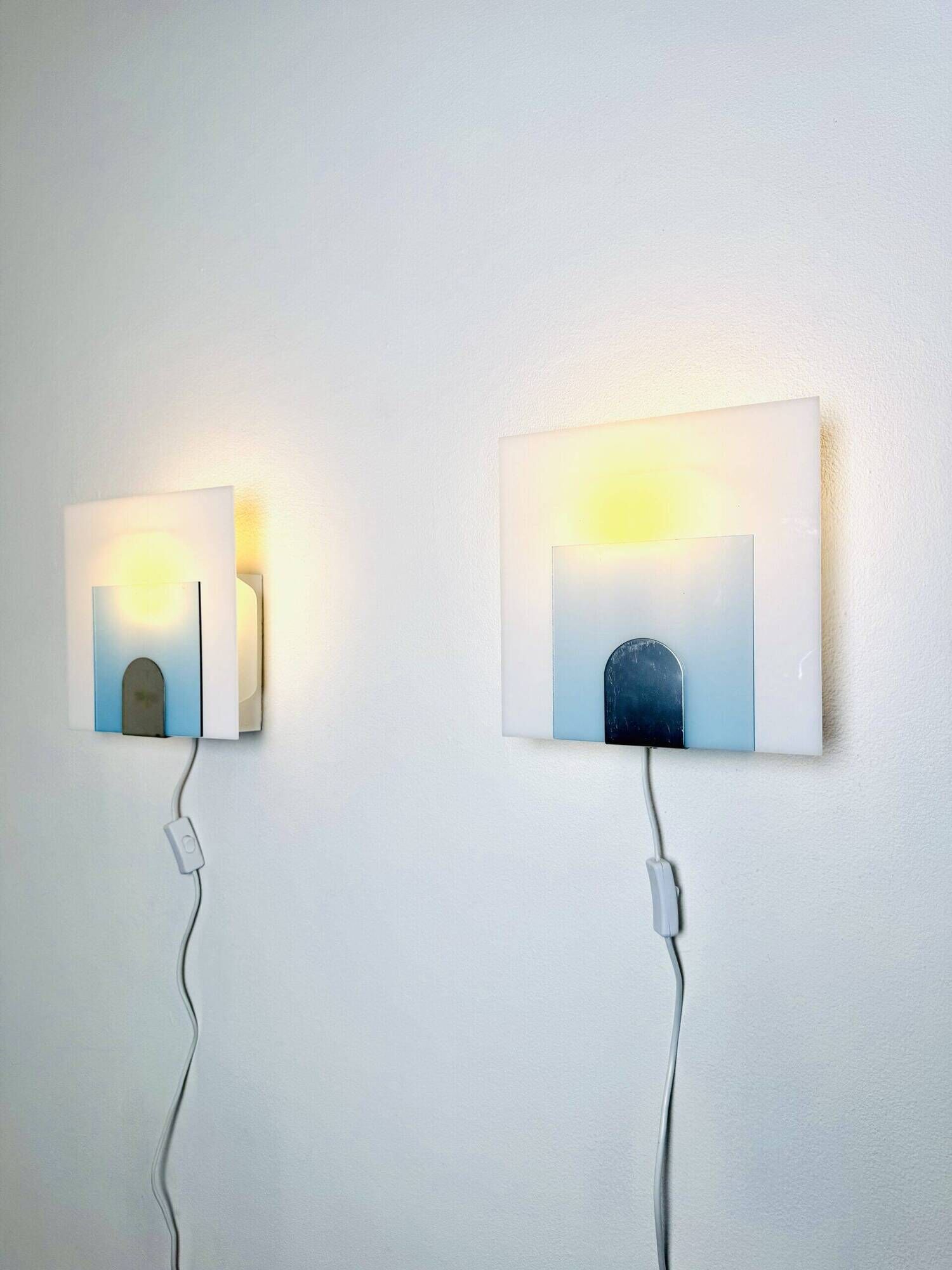 Minimalist Postmodern Square Wall Lights by Nafa Nybro Armaturfabrik, Sweden 1980s