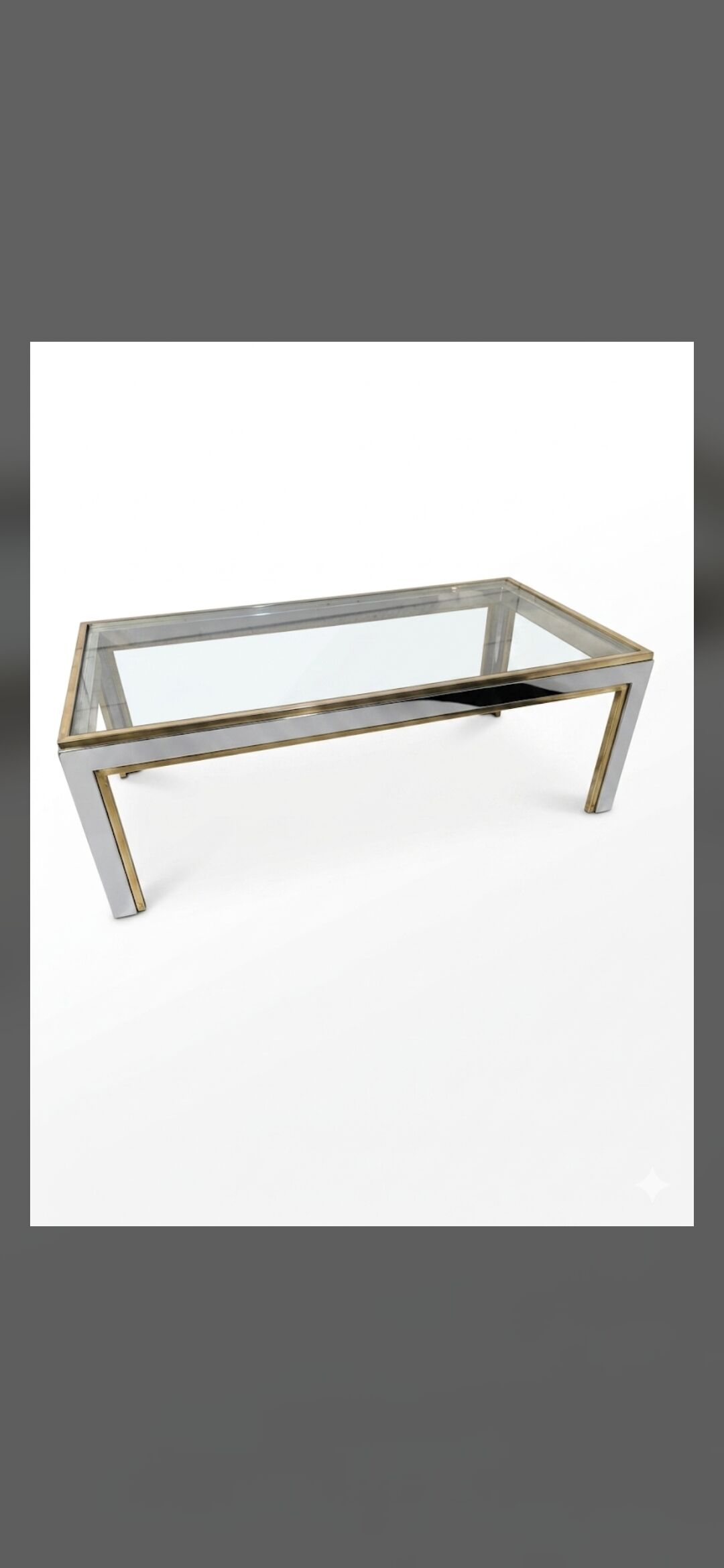 Chrome and gold metal coffee table by Romeo Rega from the 1970s.