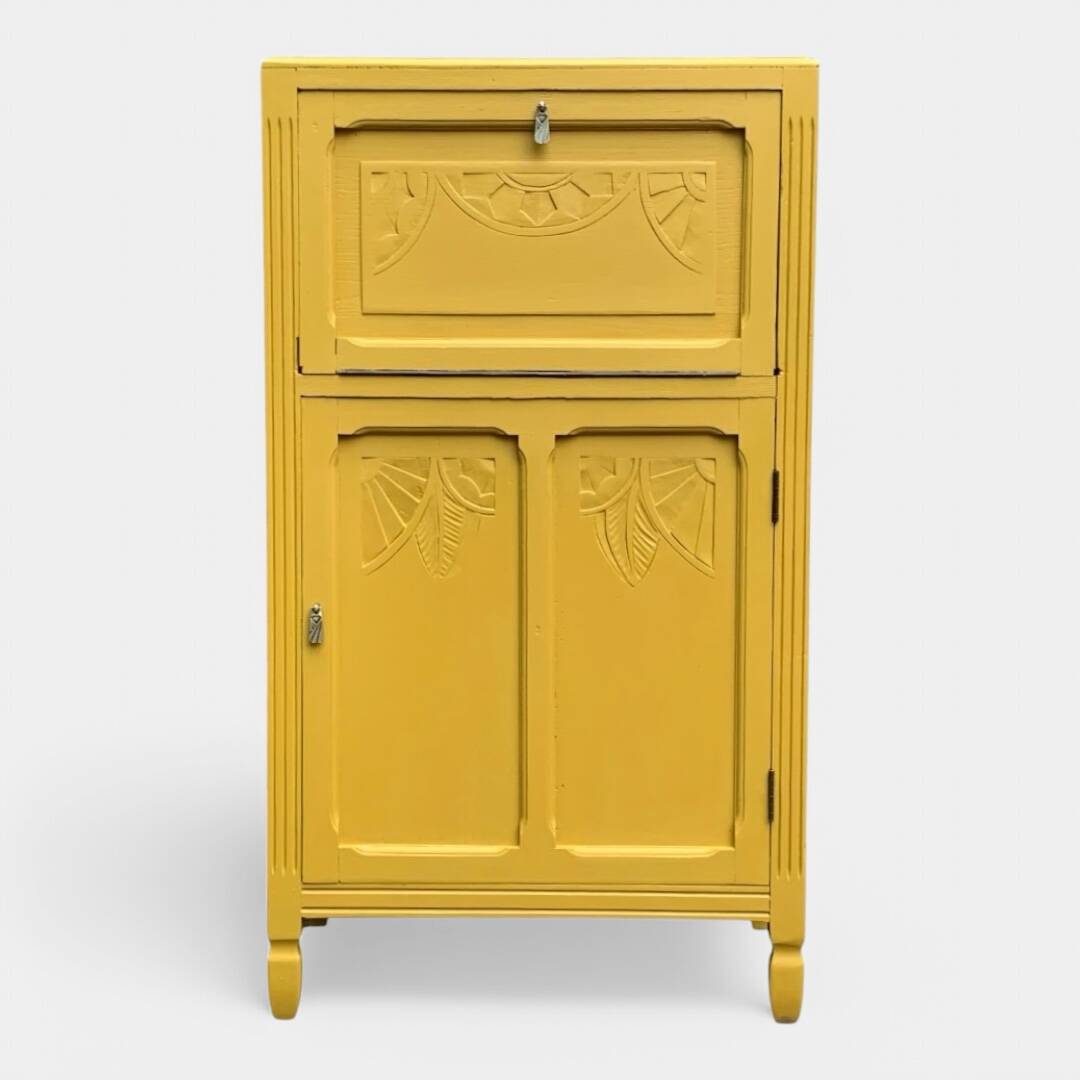 Parisian art deco buffet in yellow ochre