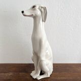 Chaumette vintage ceramic sitting white dog statue