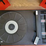 Vintage stereo electrophone record player Continental Edison red orange