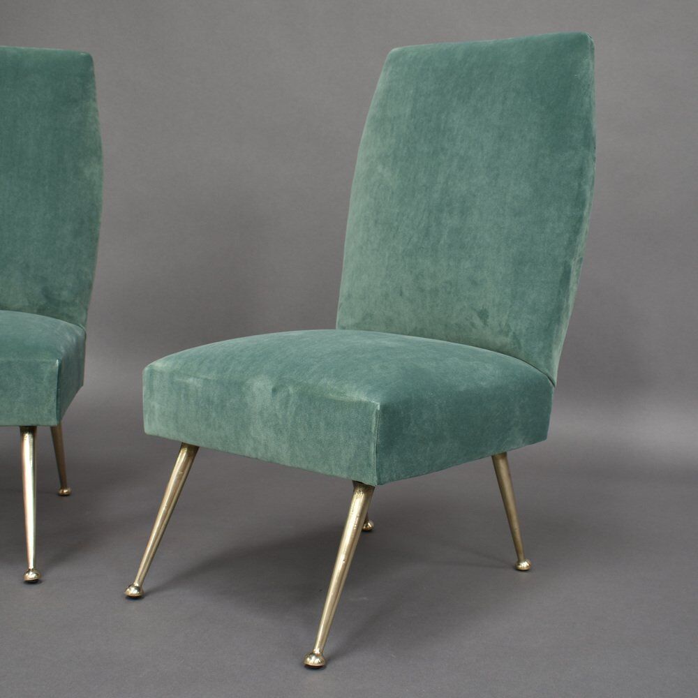 Set of Italian velvet side chairs by Gigi Radice for Minotti, 1950s