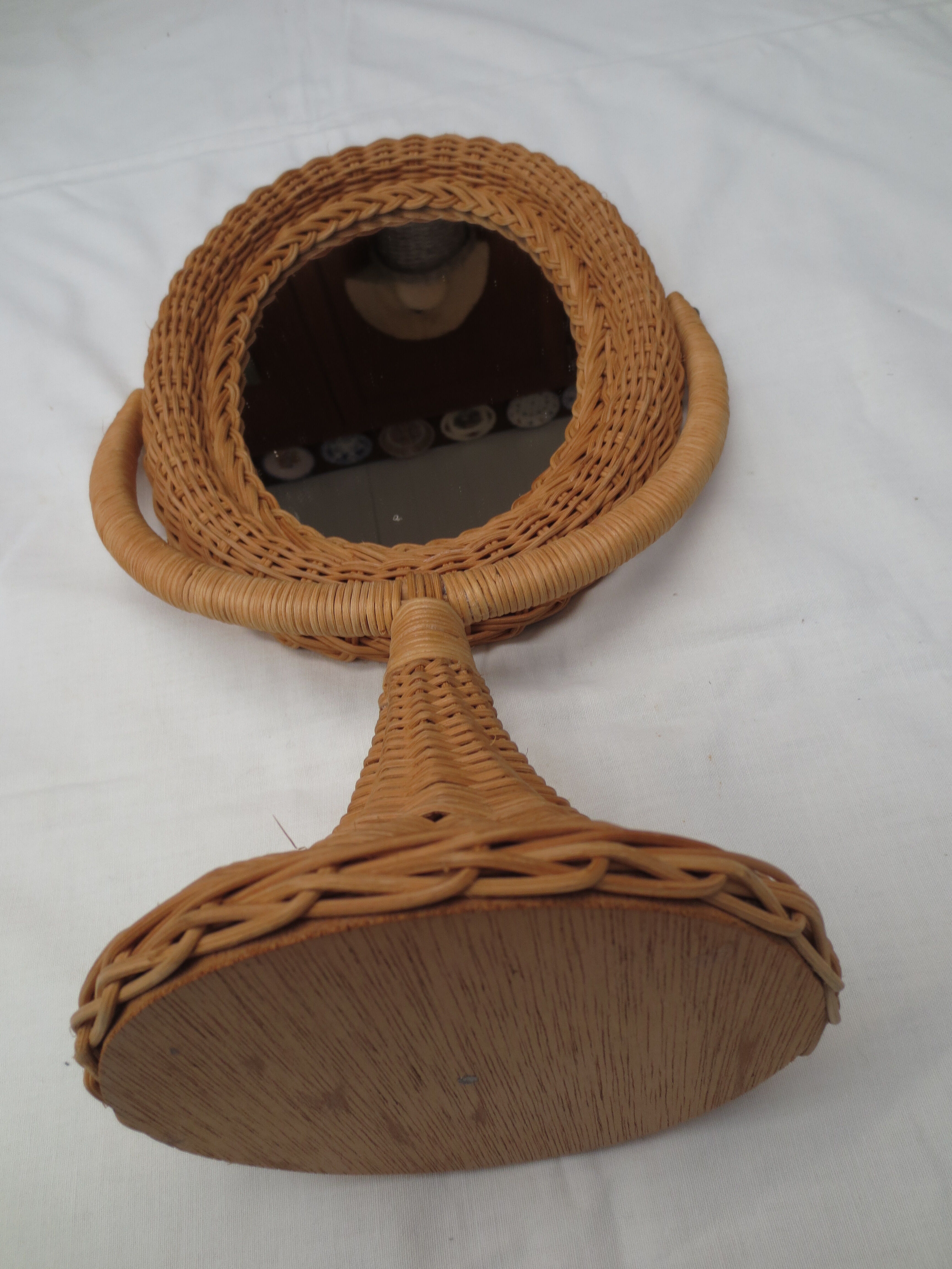 Rattan psyche mirror 22x43cm