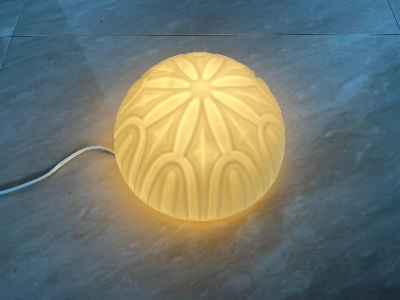 Pair of midcentury design glass ceiling lamps/flush mounts or wall lamps, 1970s