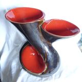 Large double neck earthenware vase Design 1950-60 Vallauris style