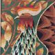 Wall tapestry - Framed vintage 70s canvas - Long-feathered rooster