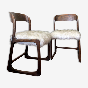 Pair of Baumann chairs model "Traineau"