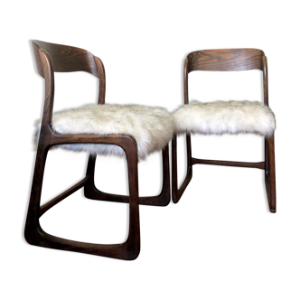 Pair of Baumann chairs model "Traineau"