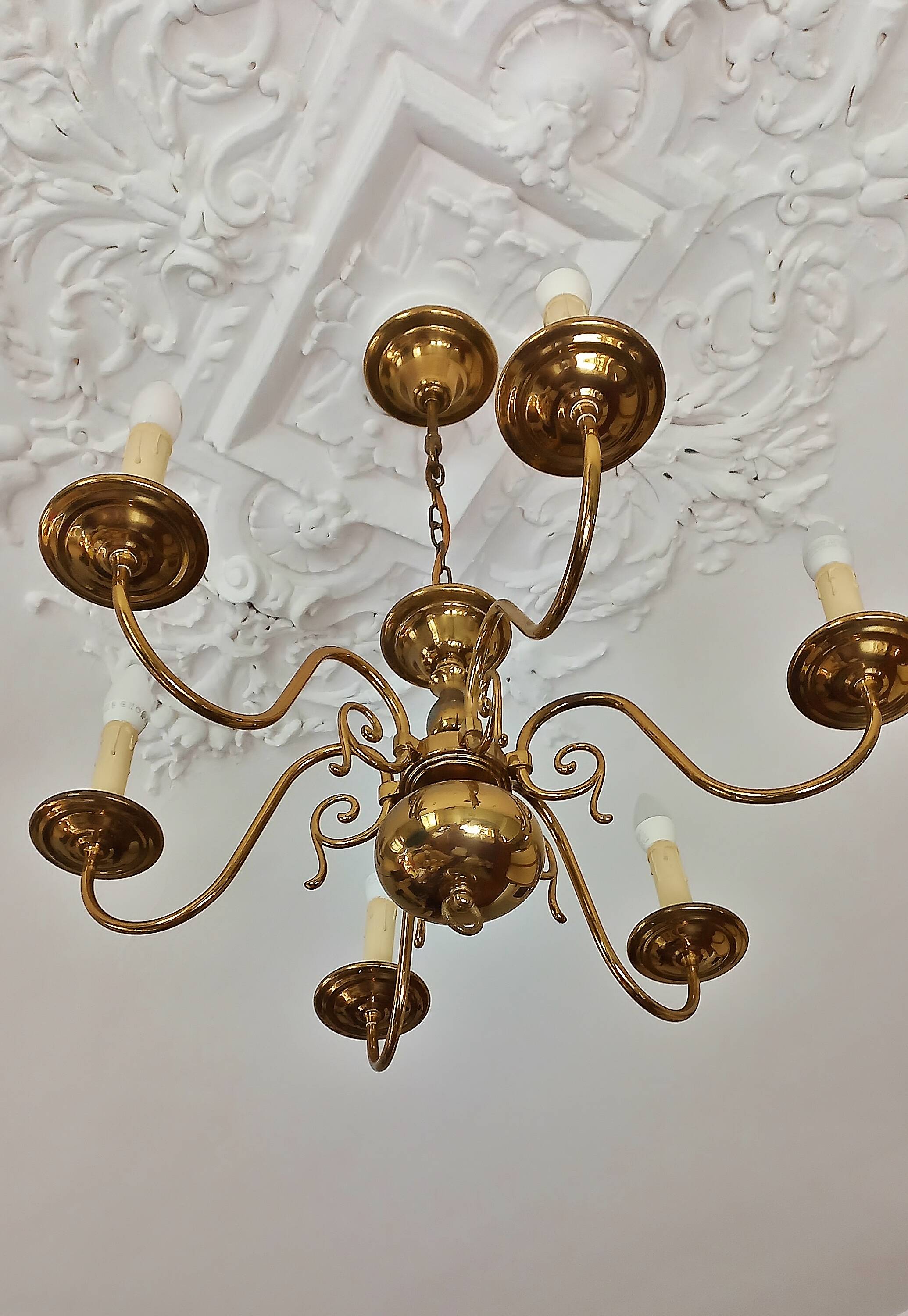 brass chandelier with 6 branches