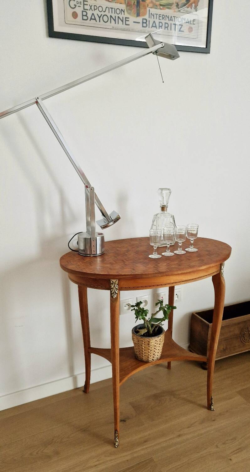 Mid-20th century marquetry pedestal table