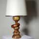 Impressive vintage Scandinavian style lamp designed with turned sculpted wood and a ring.