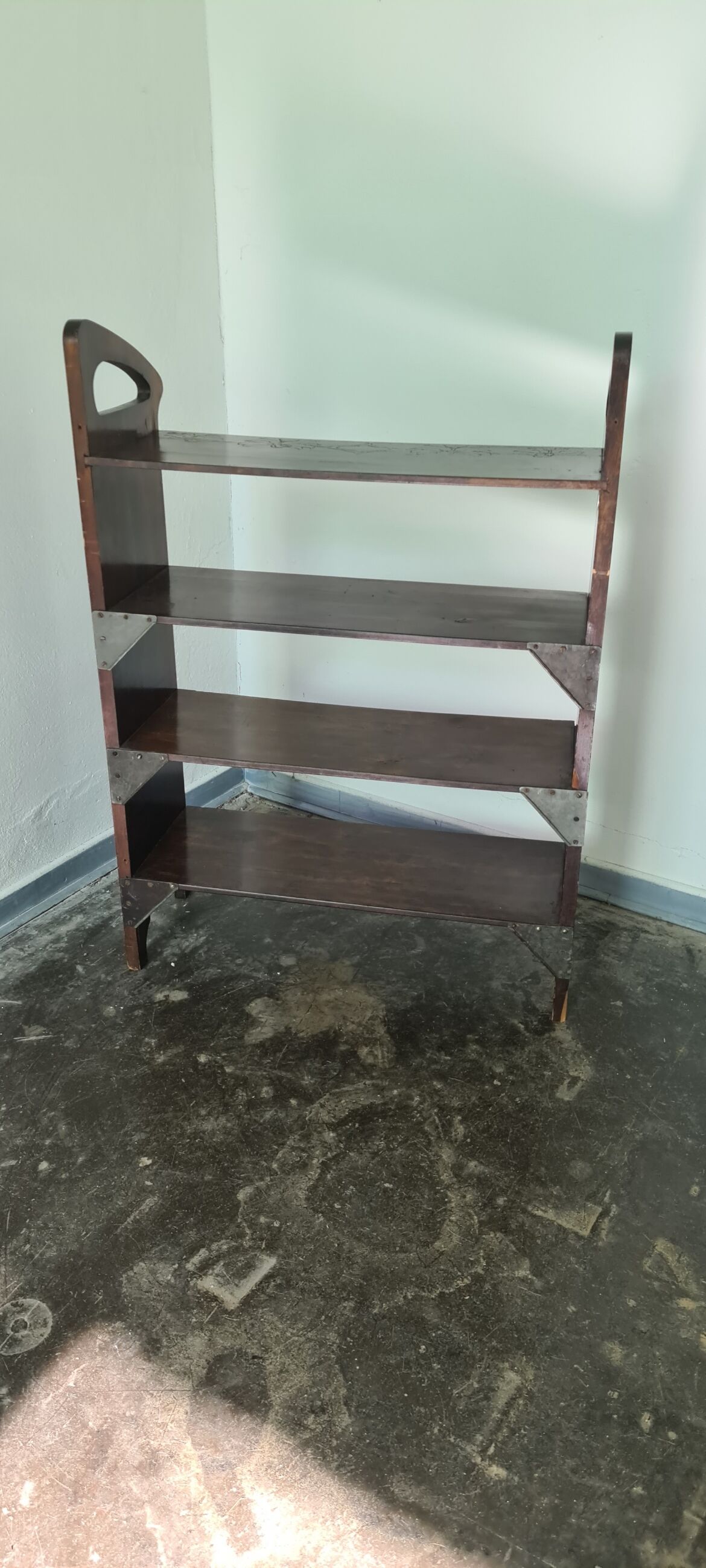 Antique Art Deco free standing wooden shelf