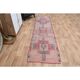 Pink Red Vintage Oushak Wool Turkish Runner Rug 83x305