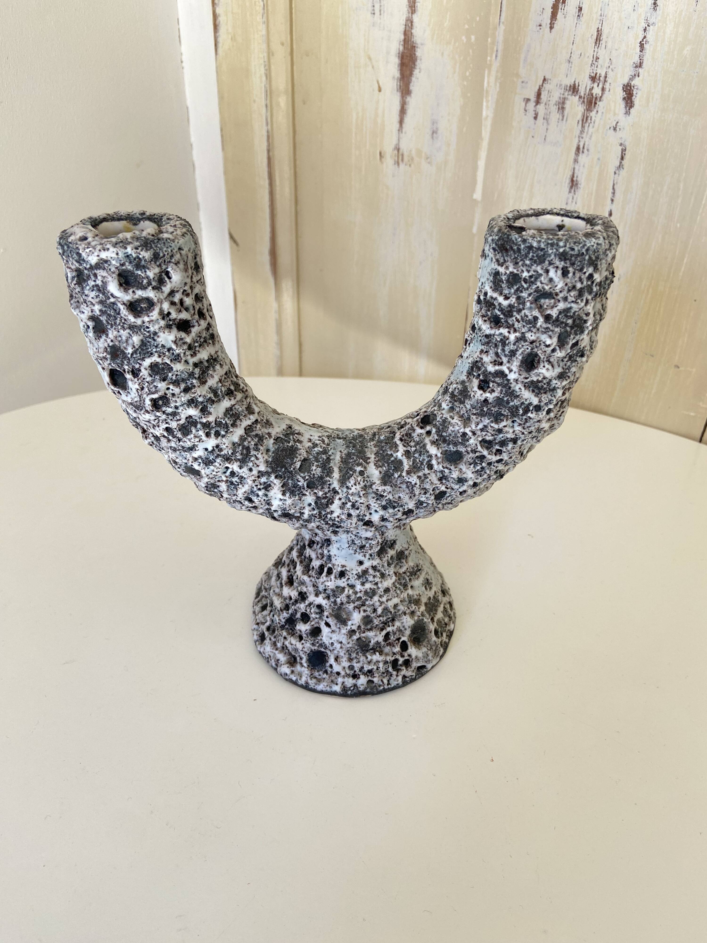 Candelabra candlestick candlestick 2 candles in fat lava style ceramic