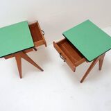 Pair of vintage compass legs bedside tables - circa 1960