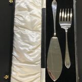Coffret de 2 couverts de service à poisson anglais en métal argenté