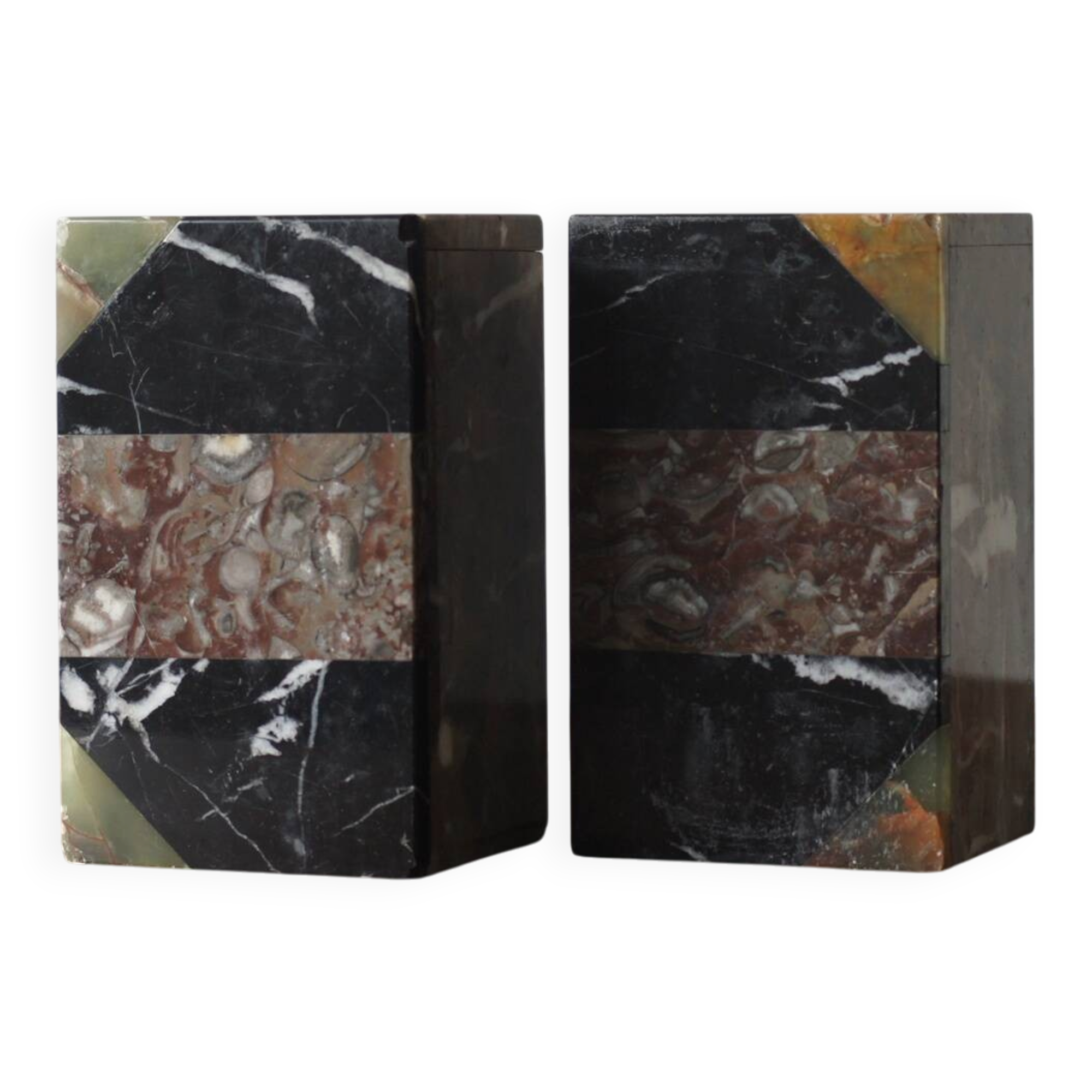 Art Deco French Marble Bookends, 1930s, Set of 2
