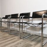 Mid-century chromed leather chairs