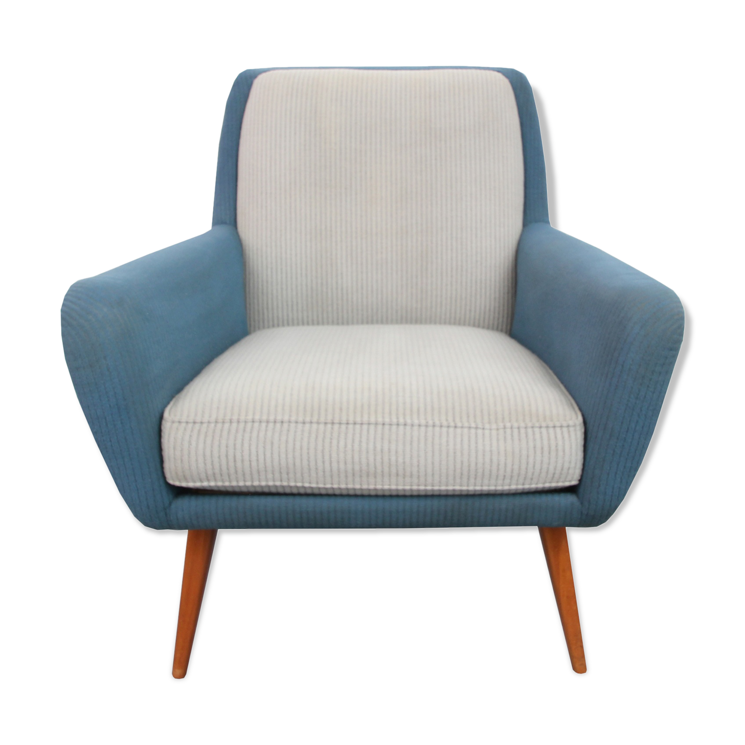 1950s armchair in grey and blue