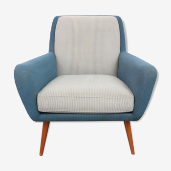 1950s armchair in grey and blue
