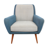 Fauteuil années 1950  gris et bleu
