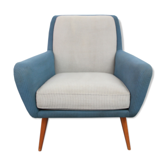 1950s armchair in grey and blue