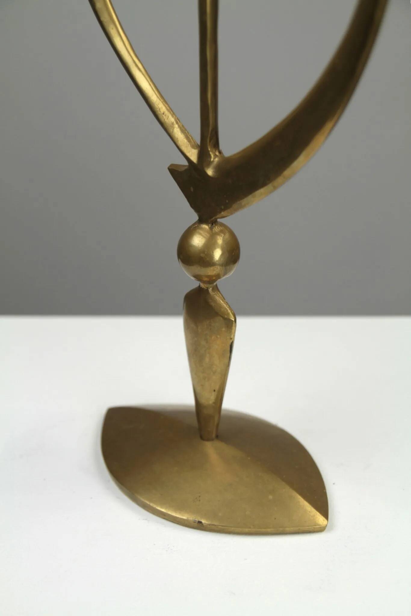 Solid Brass Three-Arm Candelabra — Modernist, 1960s