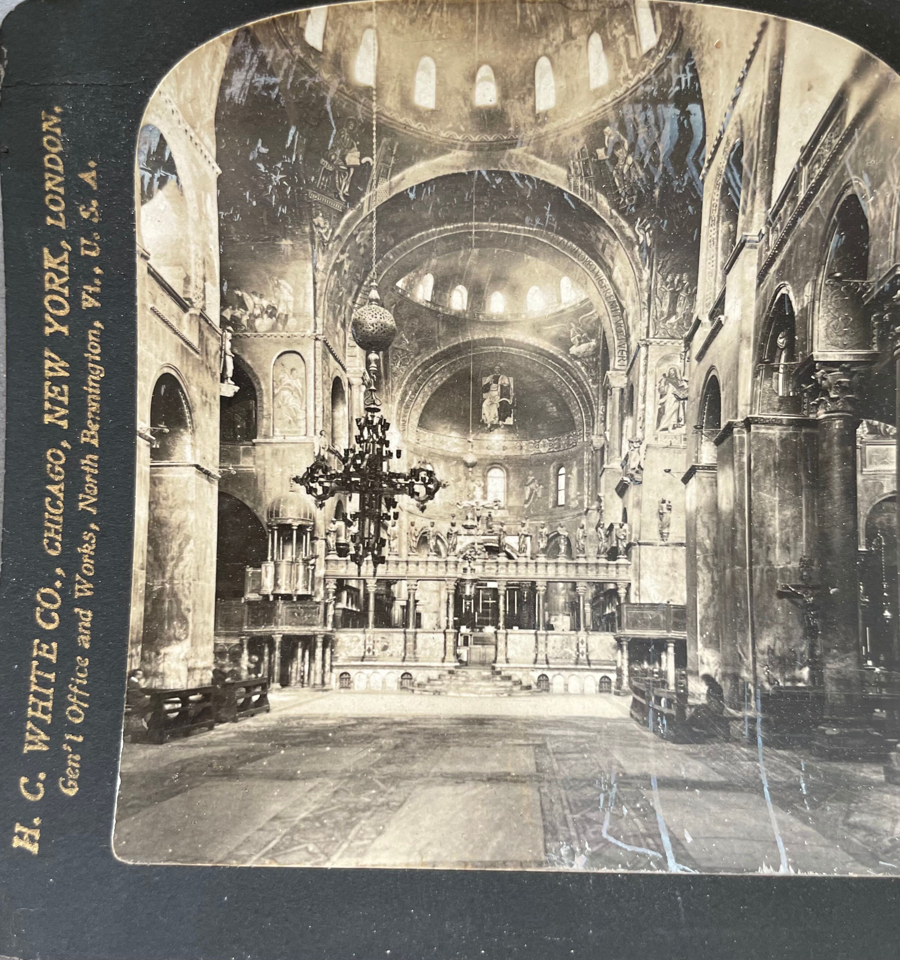 Old photography stereo, stereograph, luxury albumine 1903 St. Mark's, Venice
