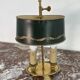 Louis XVI style two-light bouillotte lamp, green lampshade, hand-painted