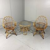Rattan easy chairs & table Rohé Noordwolde Netherlands 1960’s