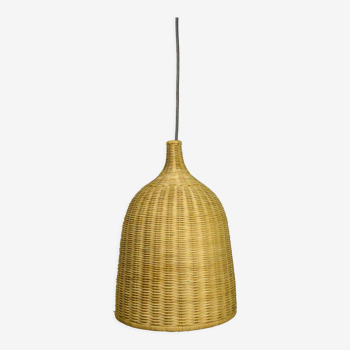 Ceiling lamp with a wicker shade, Denmark, 1970s