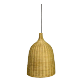 Ceiling lamp with a wicker shade, Denmark, 1970s