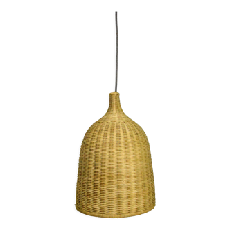 Ceiling lamp with a wicker shade, Denmark, 1970s