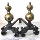 Old cast iron and brass bedside tables