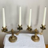 Gilded bronze candlesticks with moving branches decorated with acanthus leaves