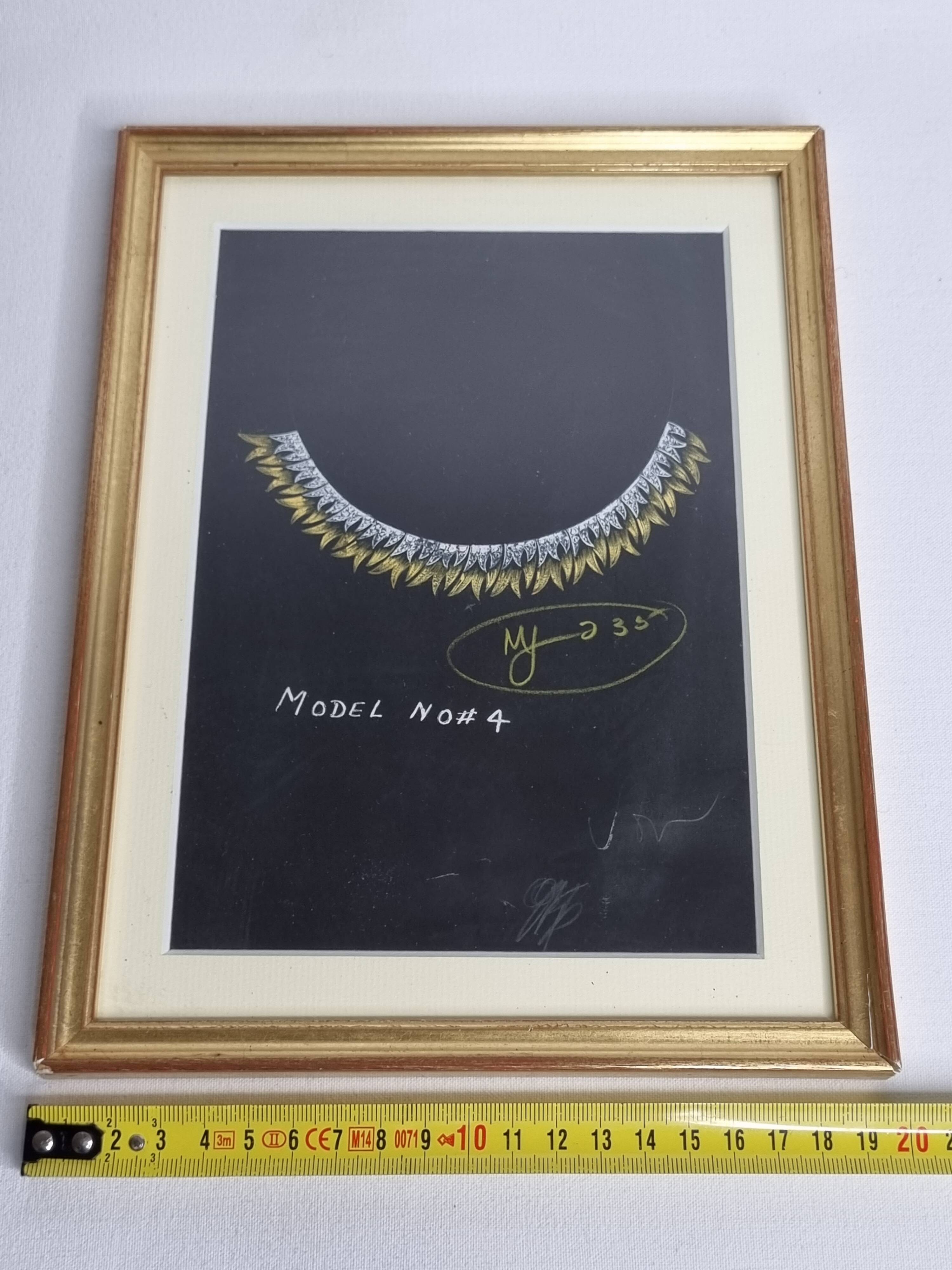 Original 1930s Art Deco Gouache – Unique Jewel Prototype, New York Jeweler