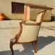 Bergère armchair in walnut and upholstered fabrics, set of 2