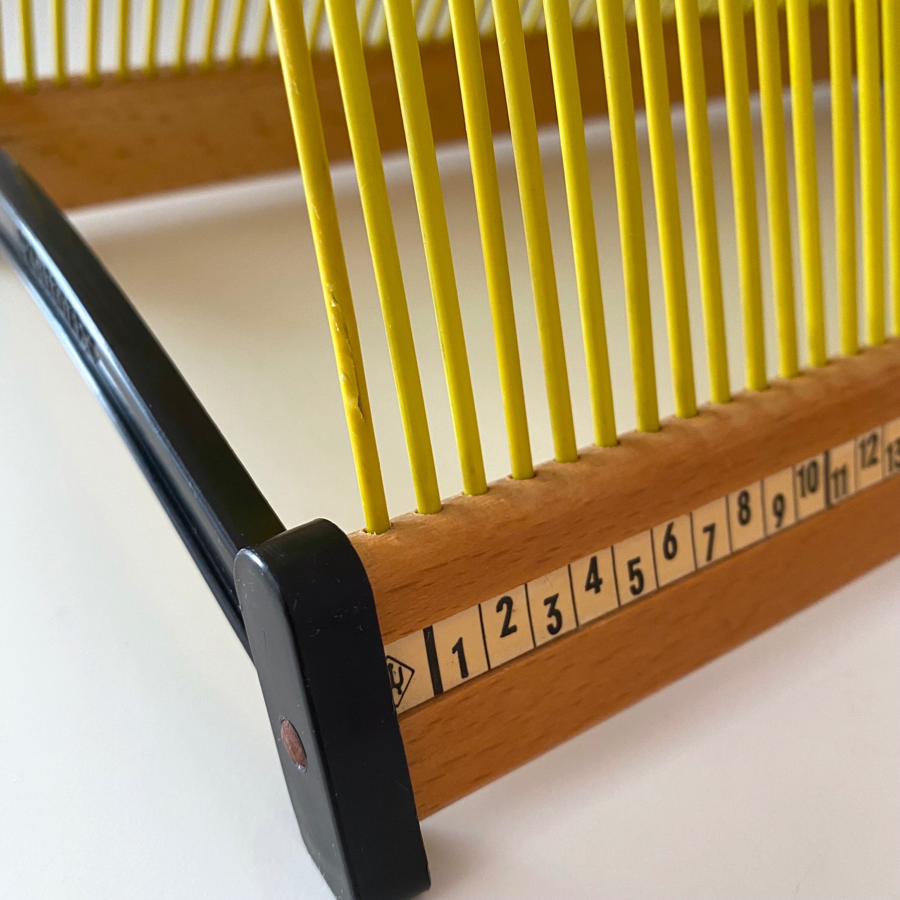 Vintage record stand, vinyl record holder, plattofix germany, yellow 50 records